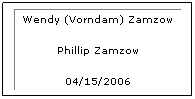 Text Box: Wendy (Vorndam) Zamzow
Phillip Zamzow
04/15/2006
